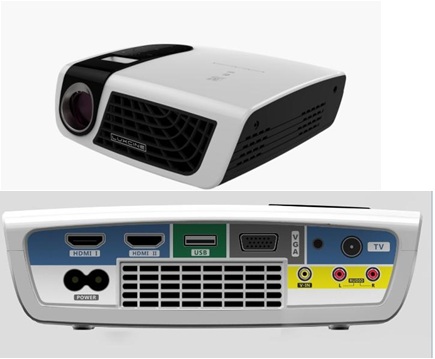 Luxcine C5 mini video proiettore LED DLP risoluzione 1280x800 (HDready full HD 1080p) HDMI