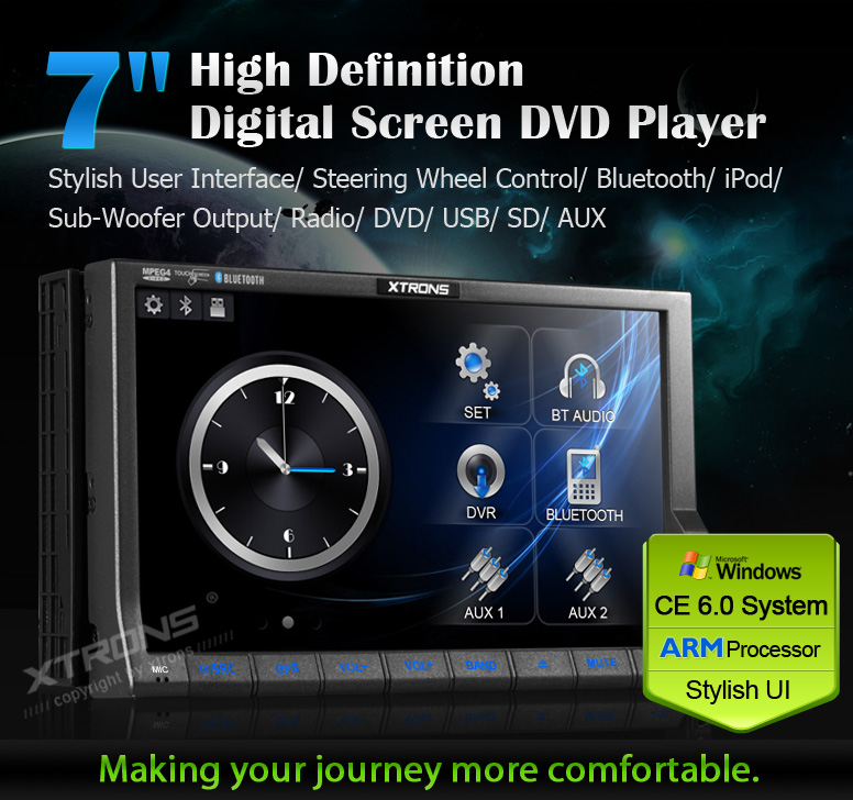 Autoradio monitor 3D HD 800x480 Processore ARM 2 din DVD GPS Comandi al volante Digitale terrestre DVB-T MPEG-4 XTRONS TD714SGD