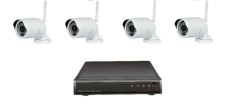 Kit videosorveglianza wireless  NVR 4ch*720p e 2 telecamere IP wireless 720p per esterno con IR