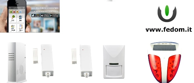 KIT ALLARME WIRELESS FEDOM CASA SICURA GSM PER CASA UFFICIO 868MHZ SUPERVISIONATO CONTROLLO APP PIR SIRENA ESTERNA BB04