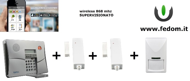 KIT ALLARME WIRELESS FEDOM DEFENDER HOME AUTOMATION PER  CASA   UFFICIO 868MHZ SUPERVISIONATO CONTROLLO VIA SMARTPHONE PIR CC02