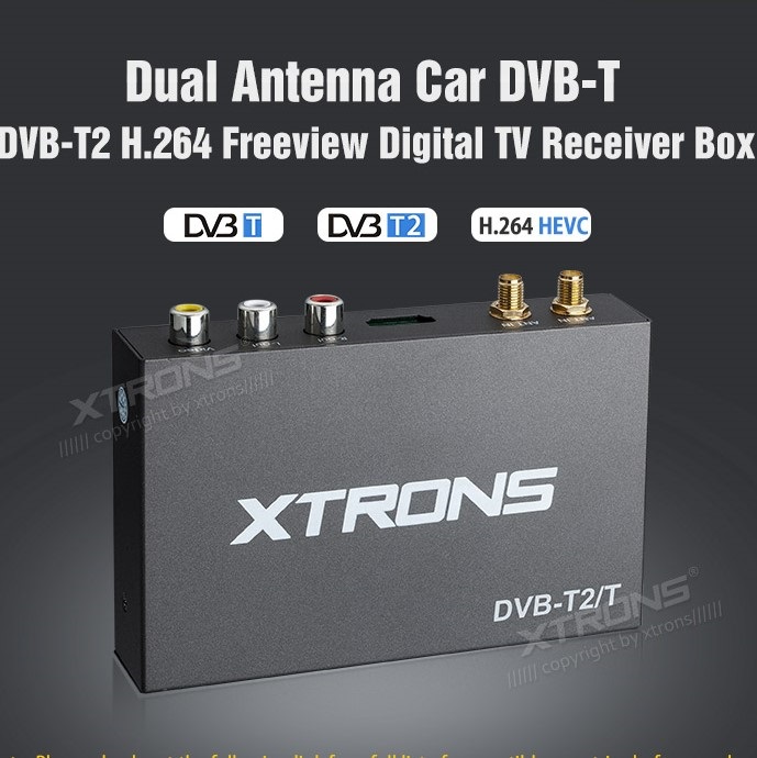 Ricevitore digitale terrestre HD per auto Xtrons FV011 257Km/h 2 antenne DVB-T DVB-T2 + USB recorder